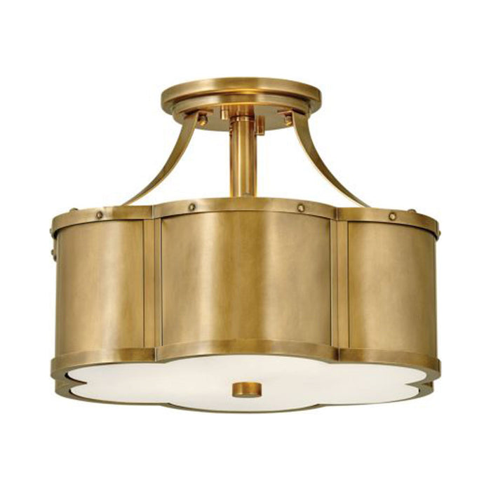Chance Semi Flush Ceiling Light in Small/Heritage Brass.