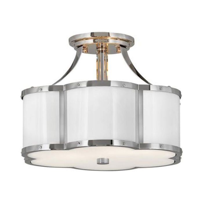 Chance Semi Flush Ceiling Light in Small/Polished Nickel.