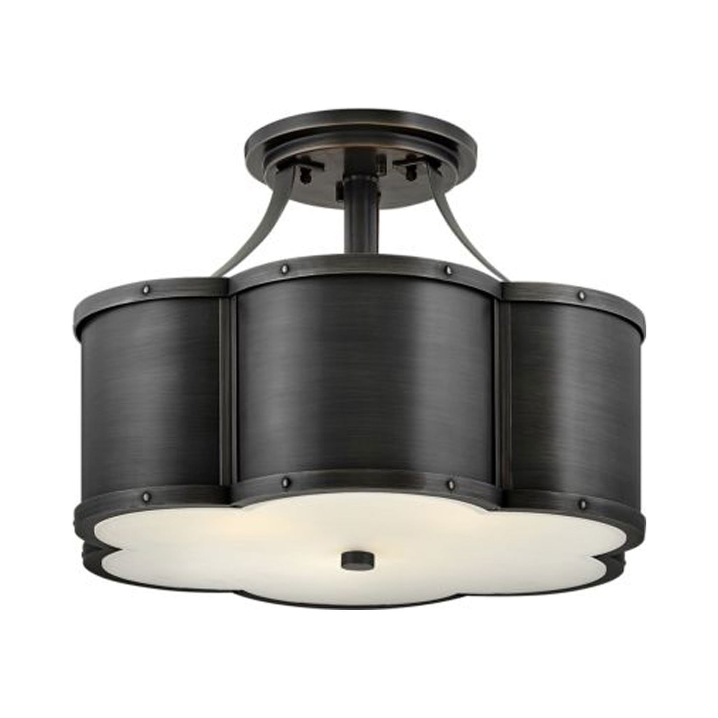 Chance Semi Flush Ceiling Light in Medium/Blackened Brass.