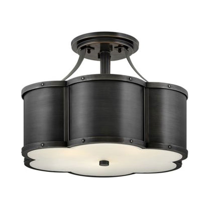 Chance Semi Flush Ceiling Light in Medium/Blackened Brass.