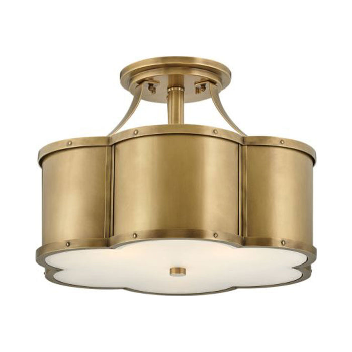 Chance Semi Flush Ceiling Light in Medium/Heritage Brass.