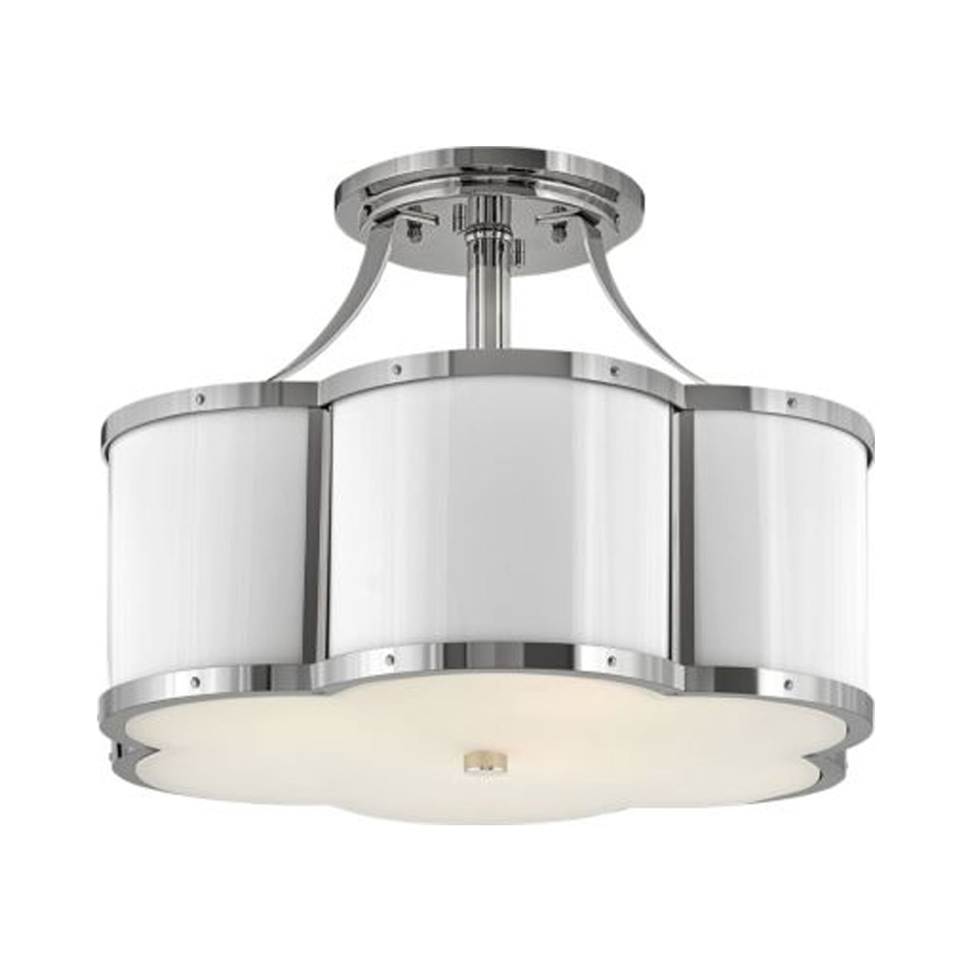 Chance Semi Flush Ceiling Light in Medium/Polished Nickel.