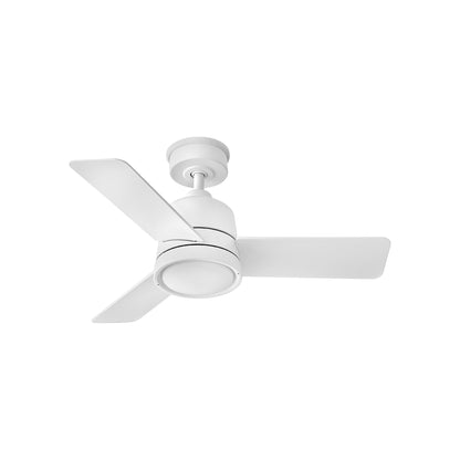 Chet LED Ceiling Fan in Matte White (36-Inch).