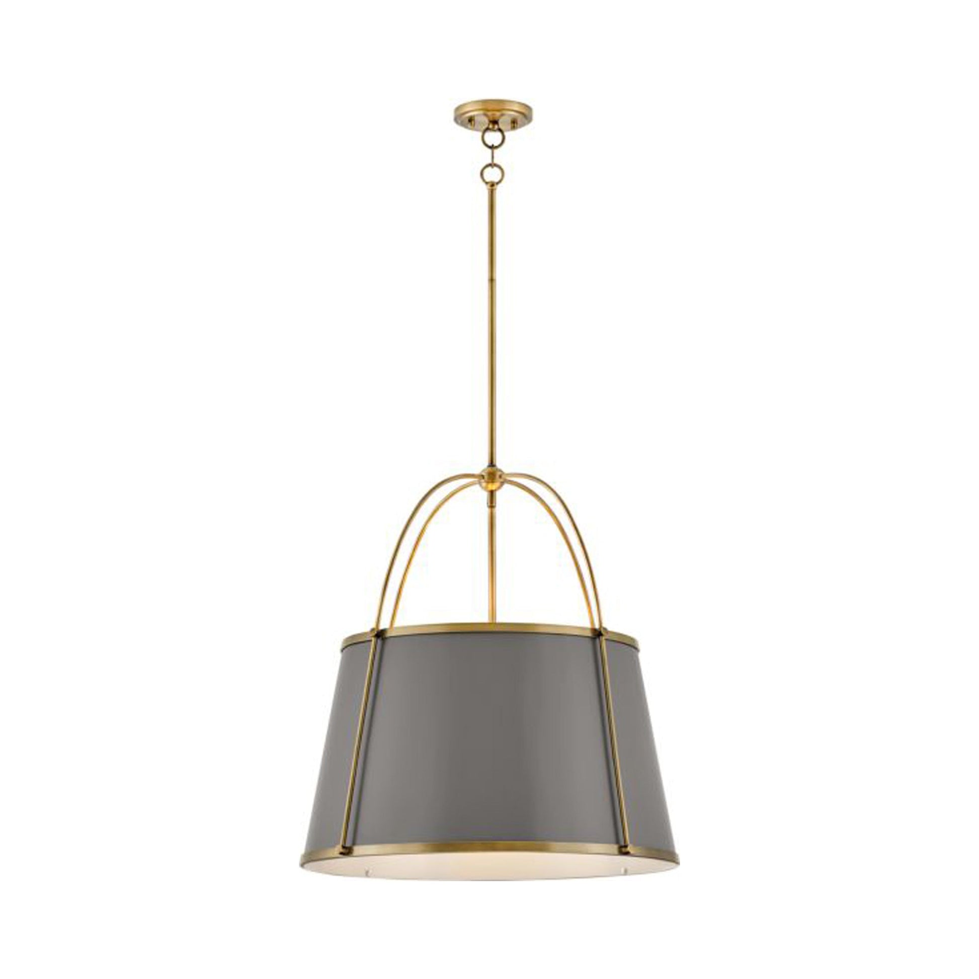 Clarke Drum Pendant Light in Lacquered Dark/Dark Matte Grey Brass (Large).