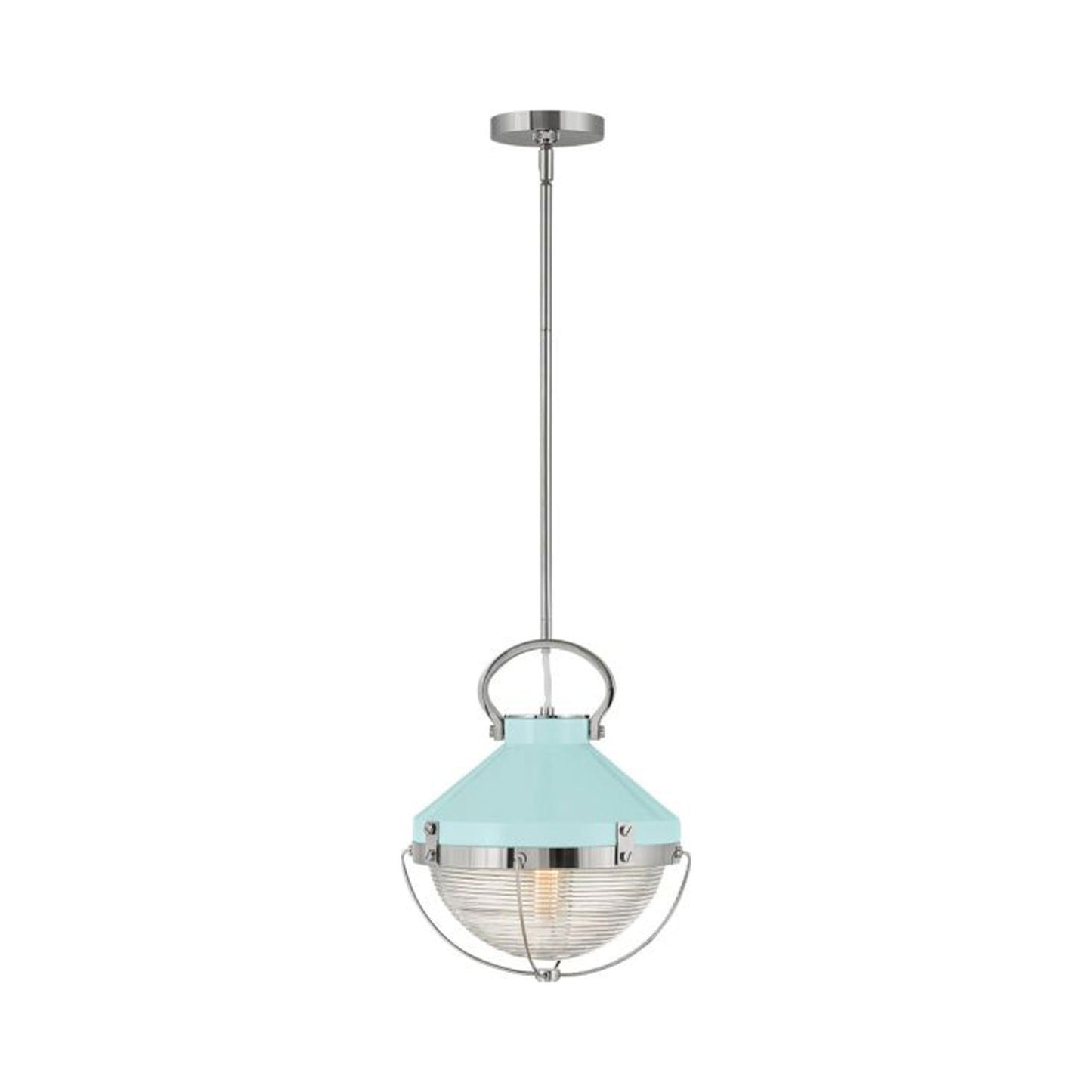 Crew Pendant Light in Small/Polished Nickel/Robin's-Egg Blue.