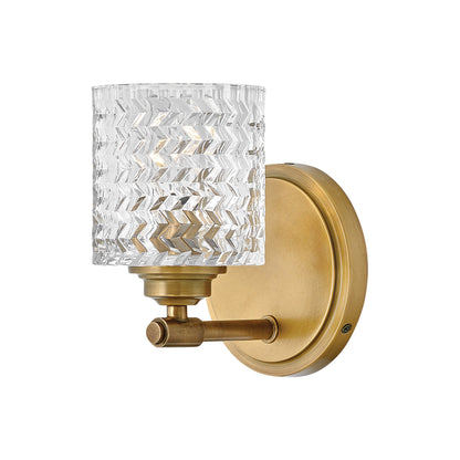 Elle Bath Wall Light in Heritage Brass.