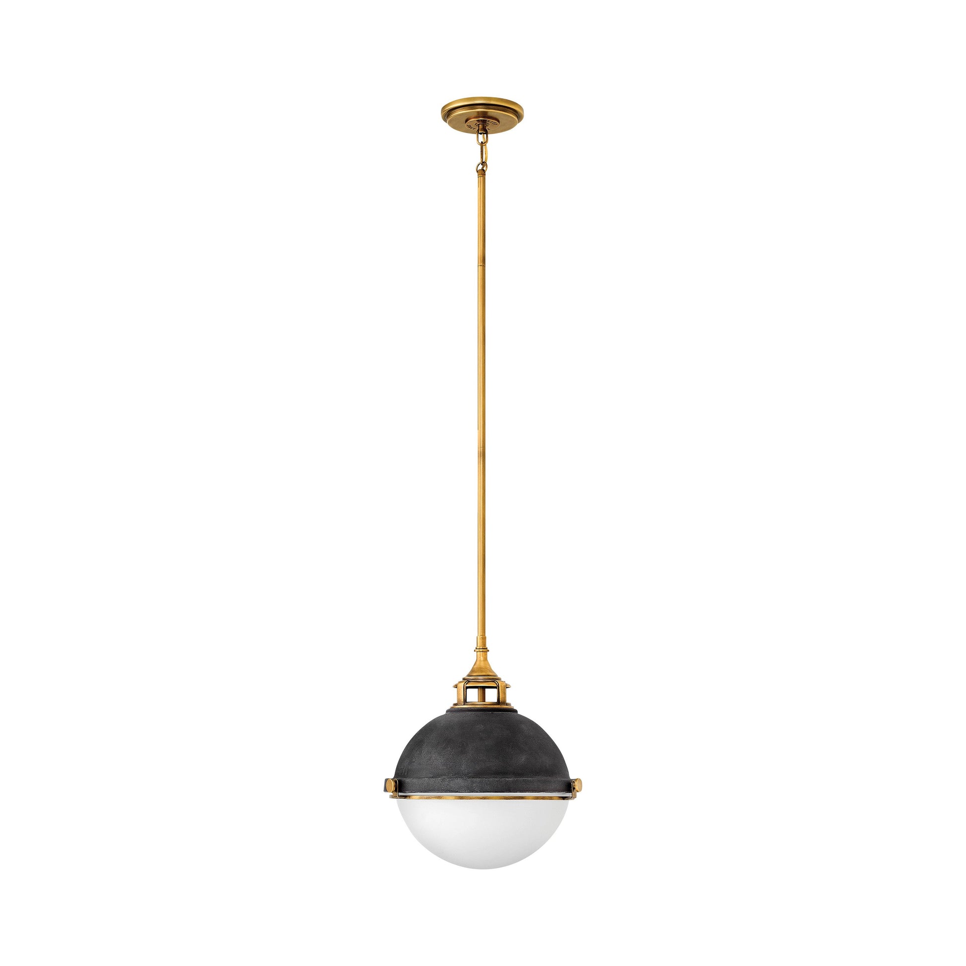 Fletcher Pendant Light in Small/Aged Zinc.