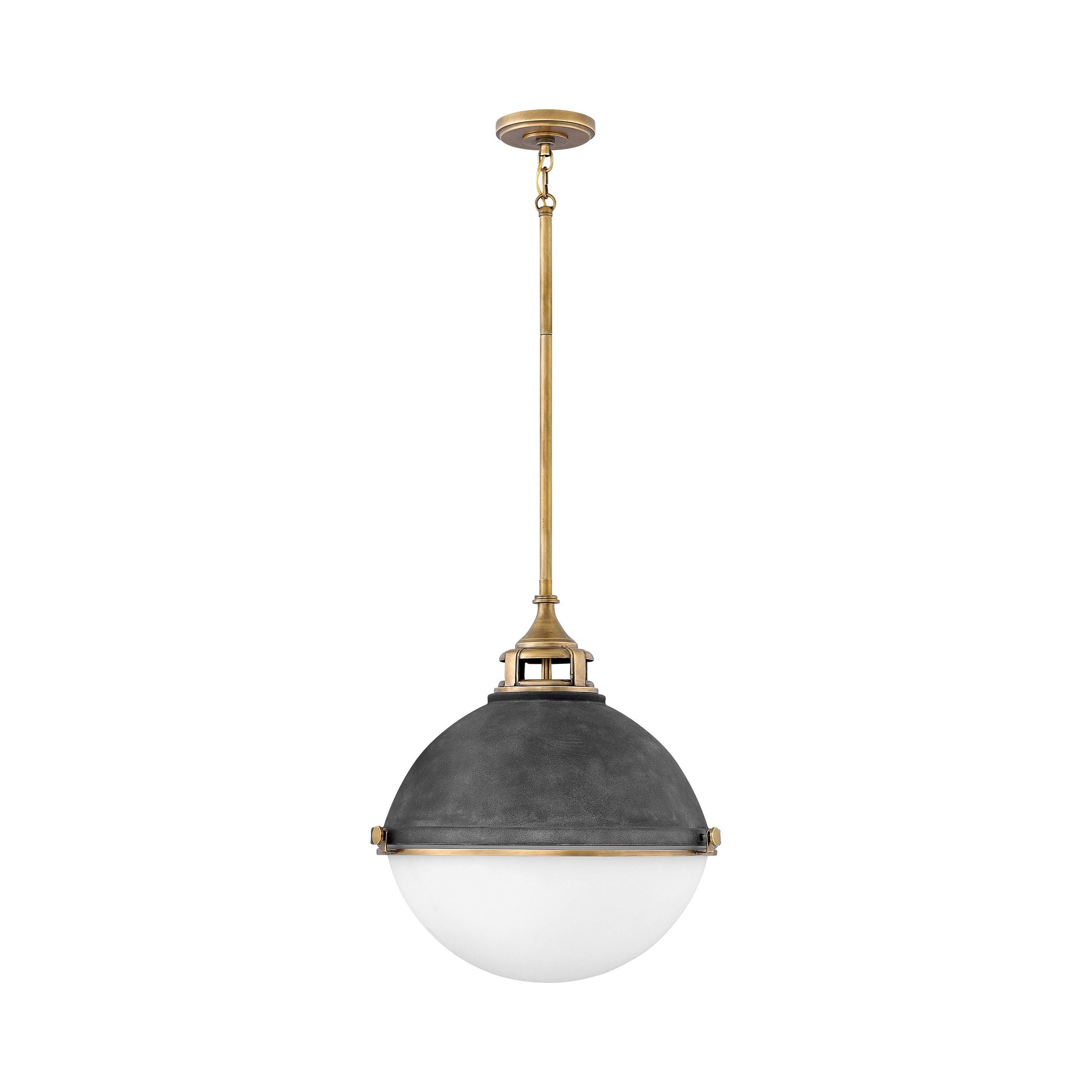 Fletcher Pendant Light in Medium/Aged Zinc.
