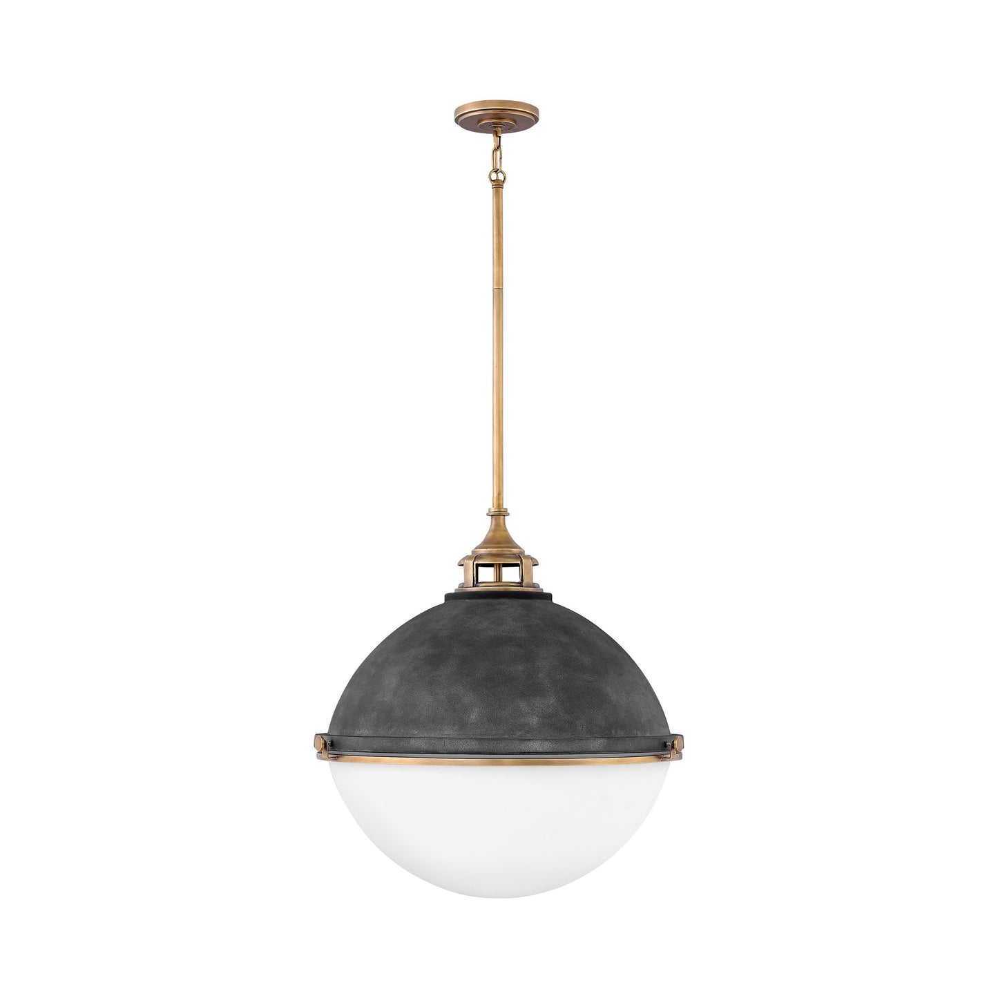 Fletcher Pendant Light in Large/Aged Zinc.