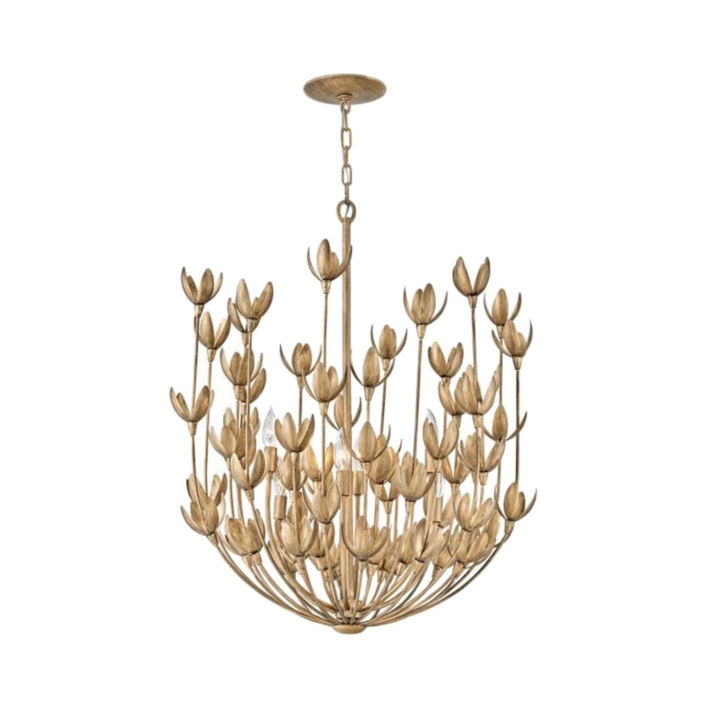 Flora Chandelier in Burnished Gold.