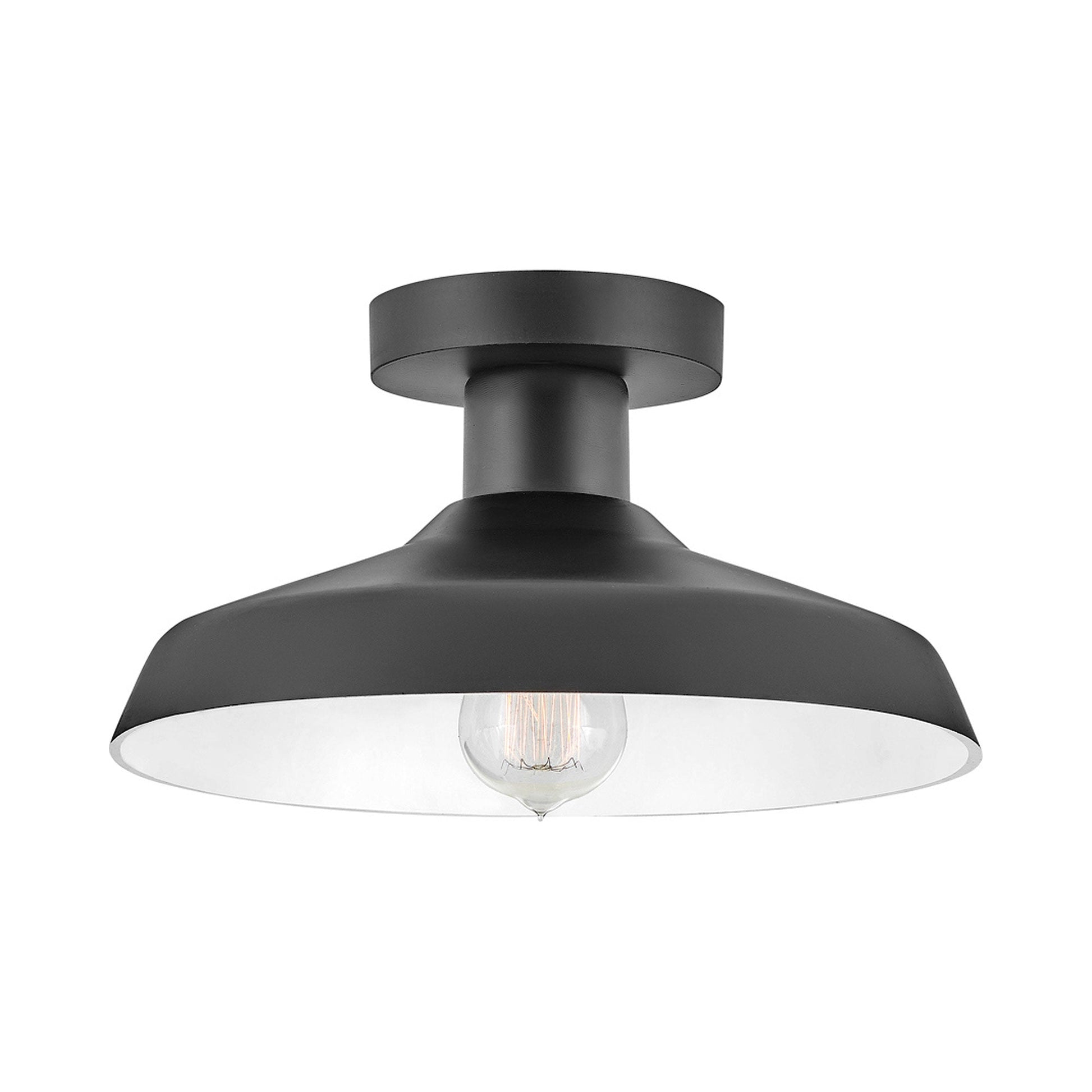 Forge Outdoor Semi Flush Mount Ceiling Light in Black.