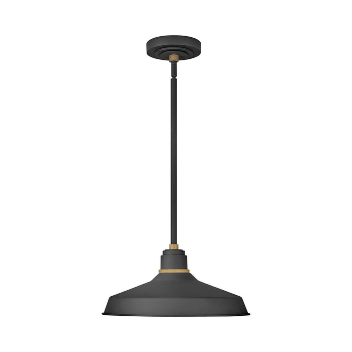 Foundry Outdoor Pendant Barn Light in Classic/Textured Black (16-Inch).