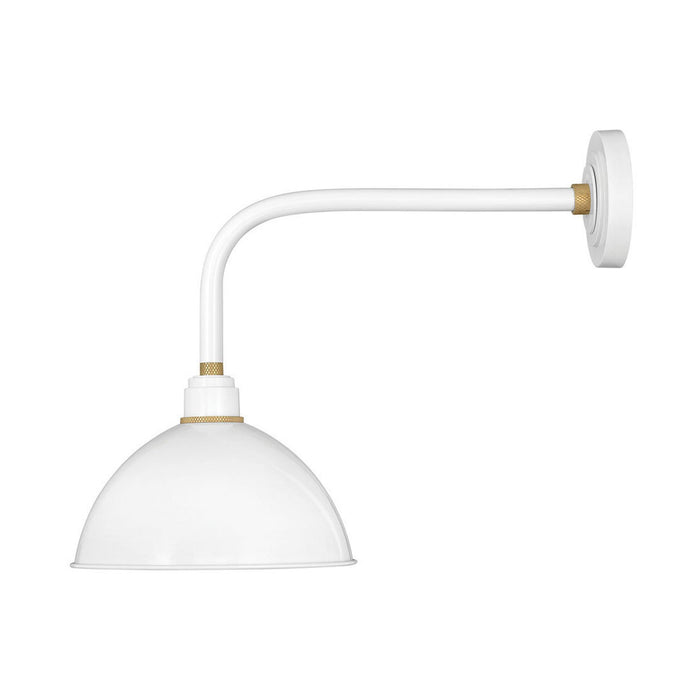 Foundry Outdoor Straight Arm Barn Wall Light in Dome/Gloss White (12-Inch).