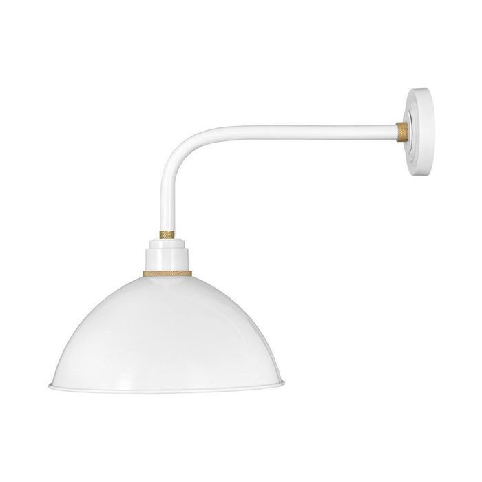 Foundry Outdoor Straight Arm Barn Wall Light in Dome/Gloss White (16-Inch).