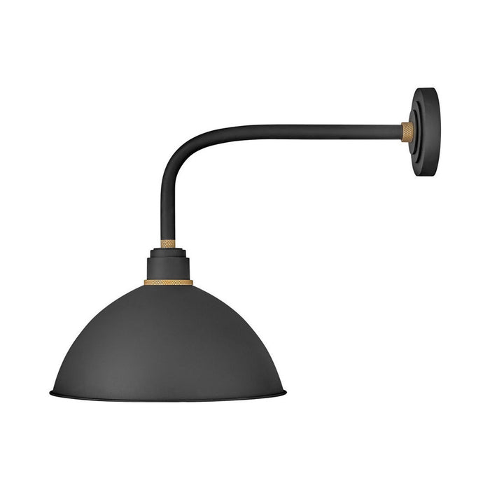 Foundry Outdoor Straight Arm Barn Wall Light in Dome/Textured Black (16-Inch).