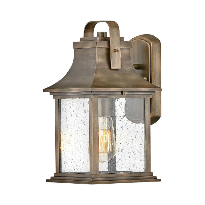 Grant Outdoor Wall Light in Small/Burnished Bronze.