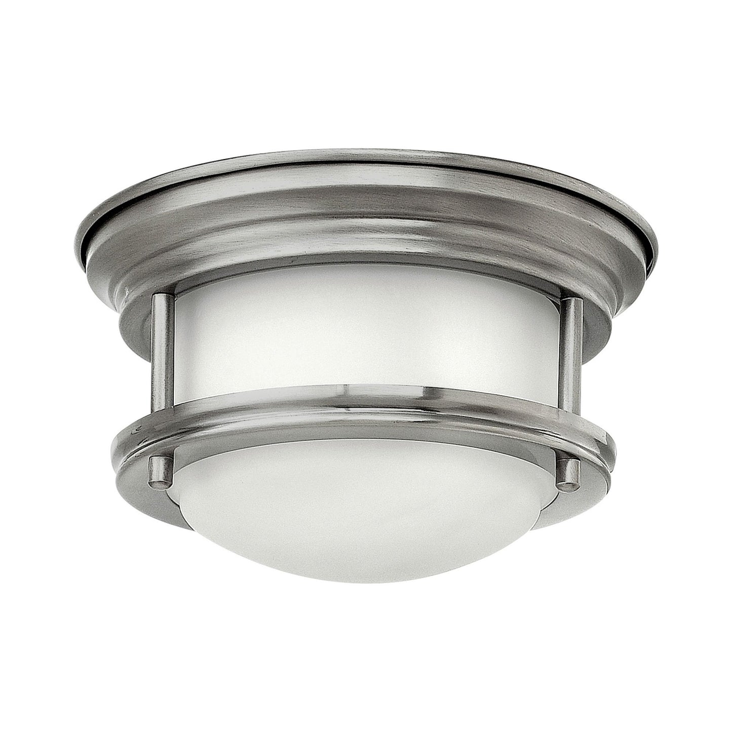 Hadley Flush Mount Ceiling Light in Mini/Antique Nickel.