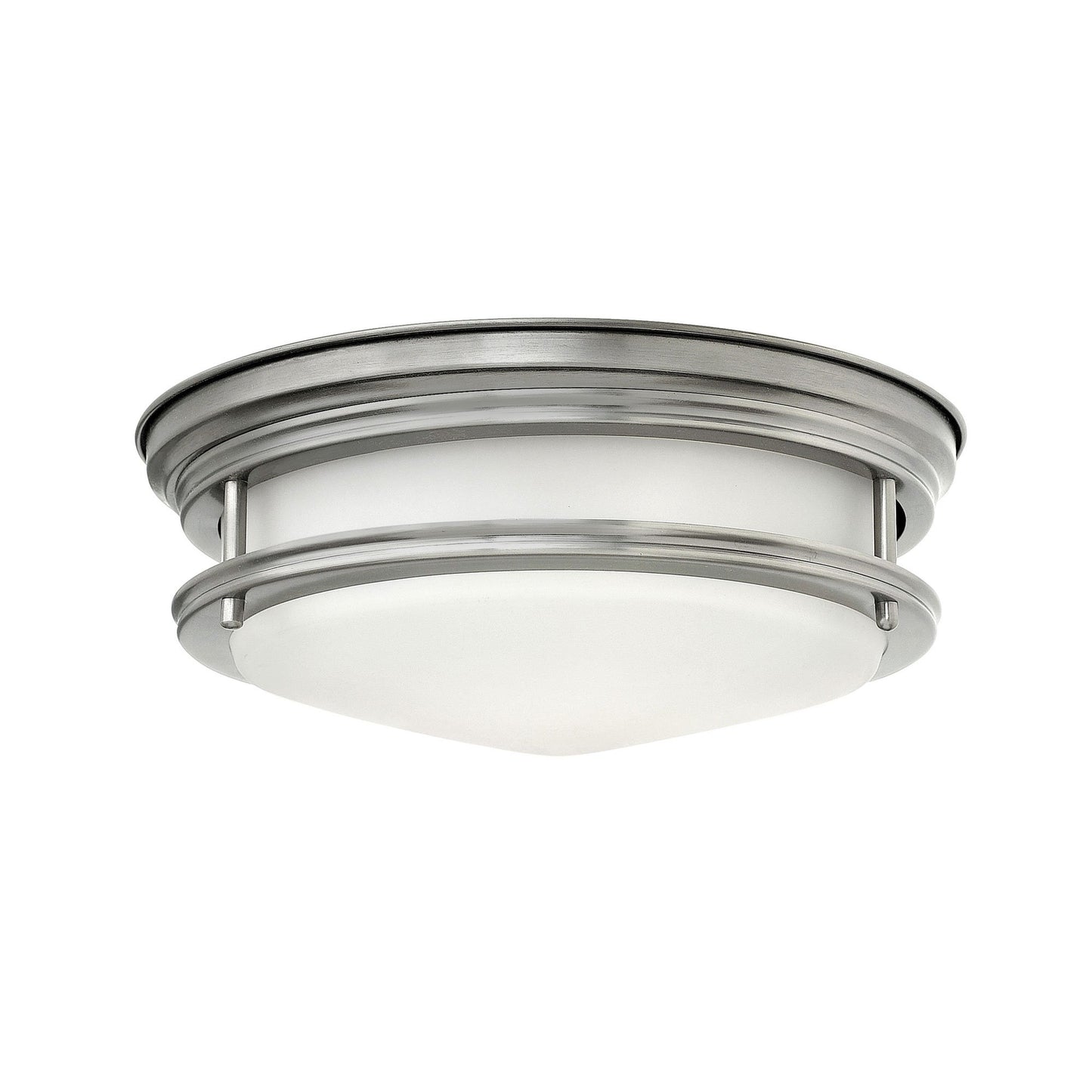 Hadley Flush Mount Ceiling Light in Medium/Antique Nickel.