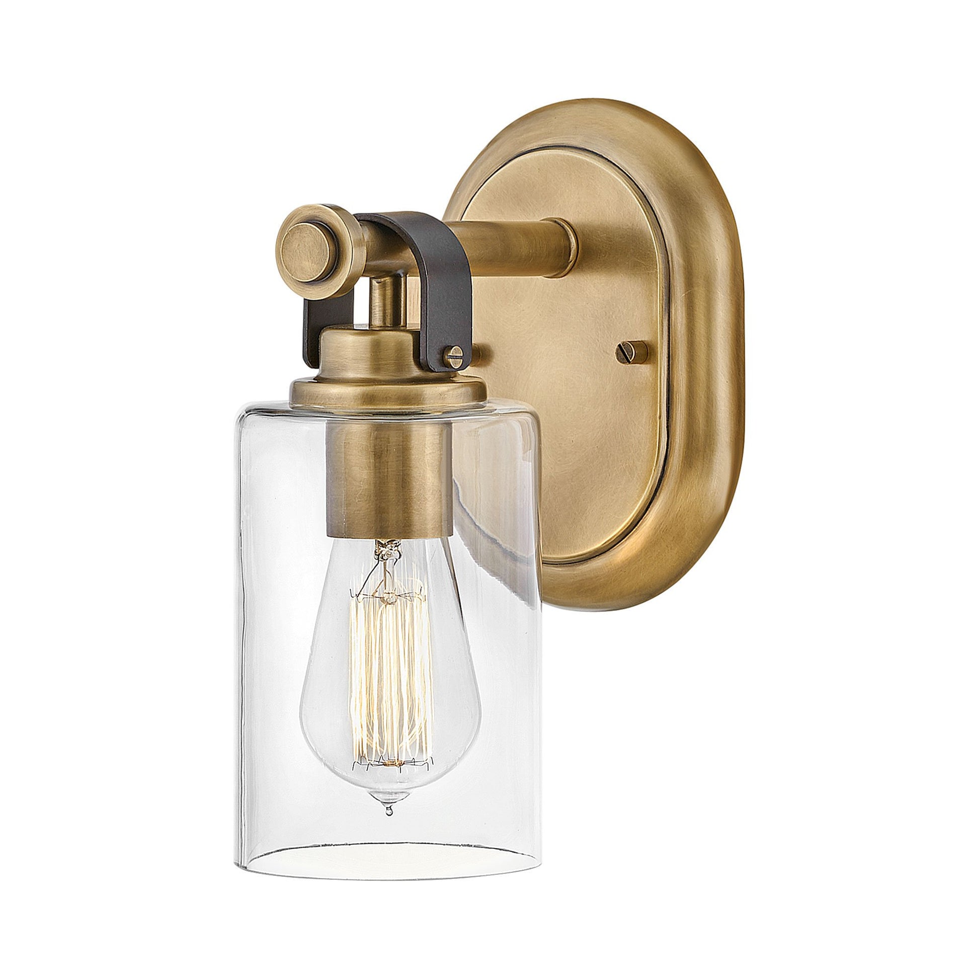 Halstead Bath Wall Light in Heritage Brass.