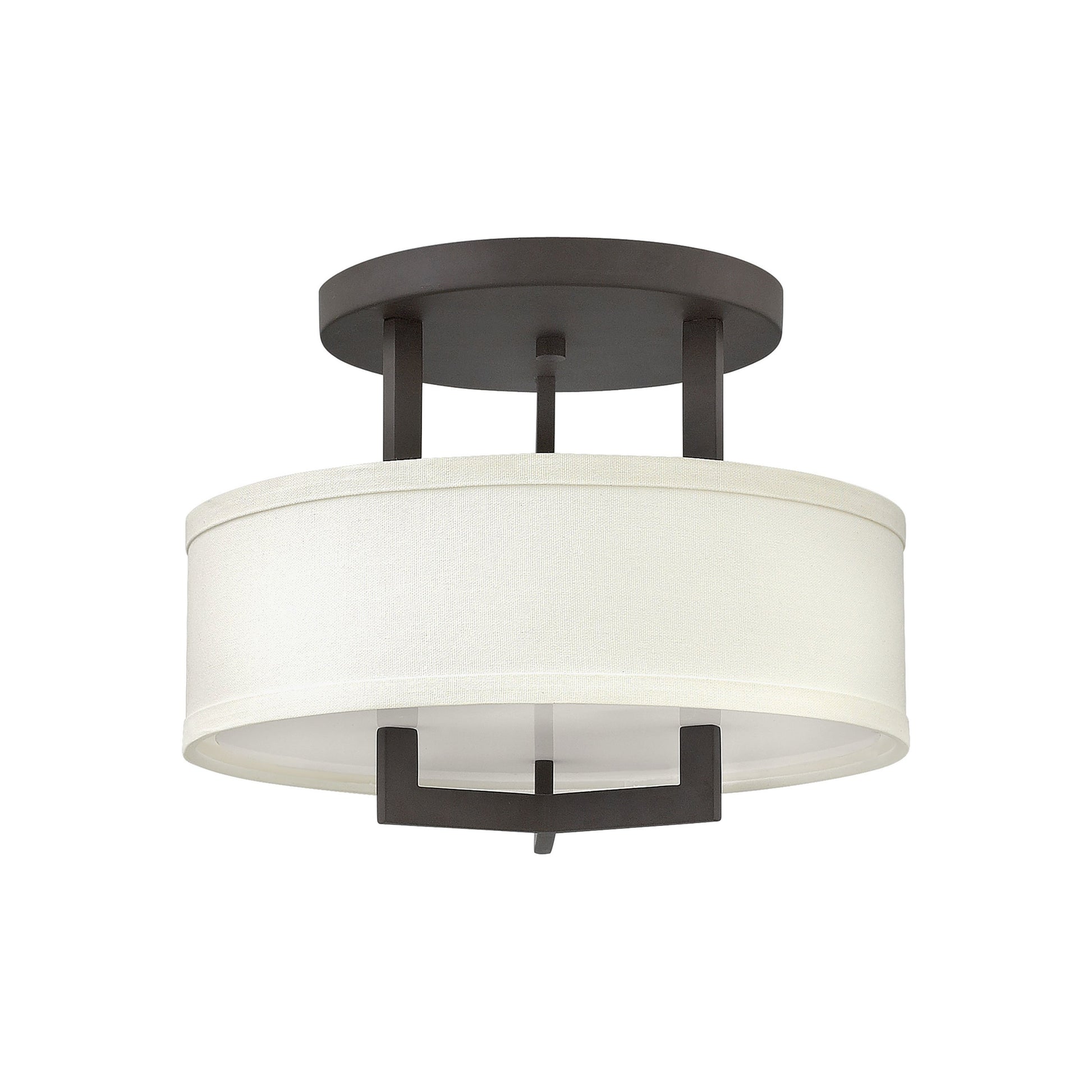 Hampton Drum Semi Flush Ceiling Light in Small/Buckeye Bronze.