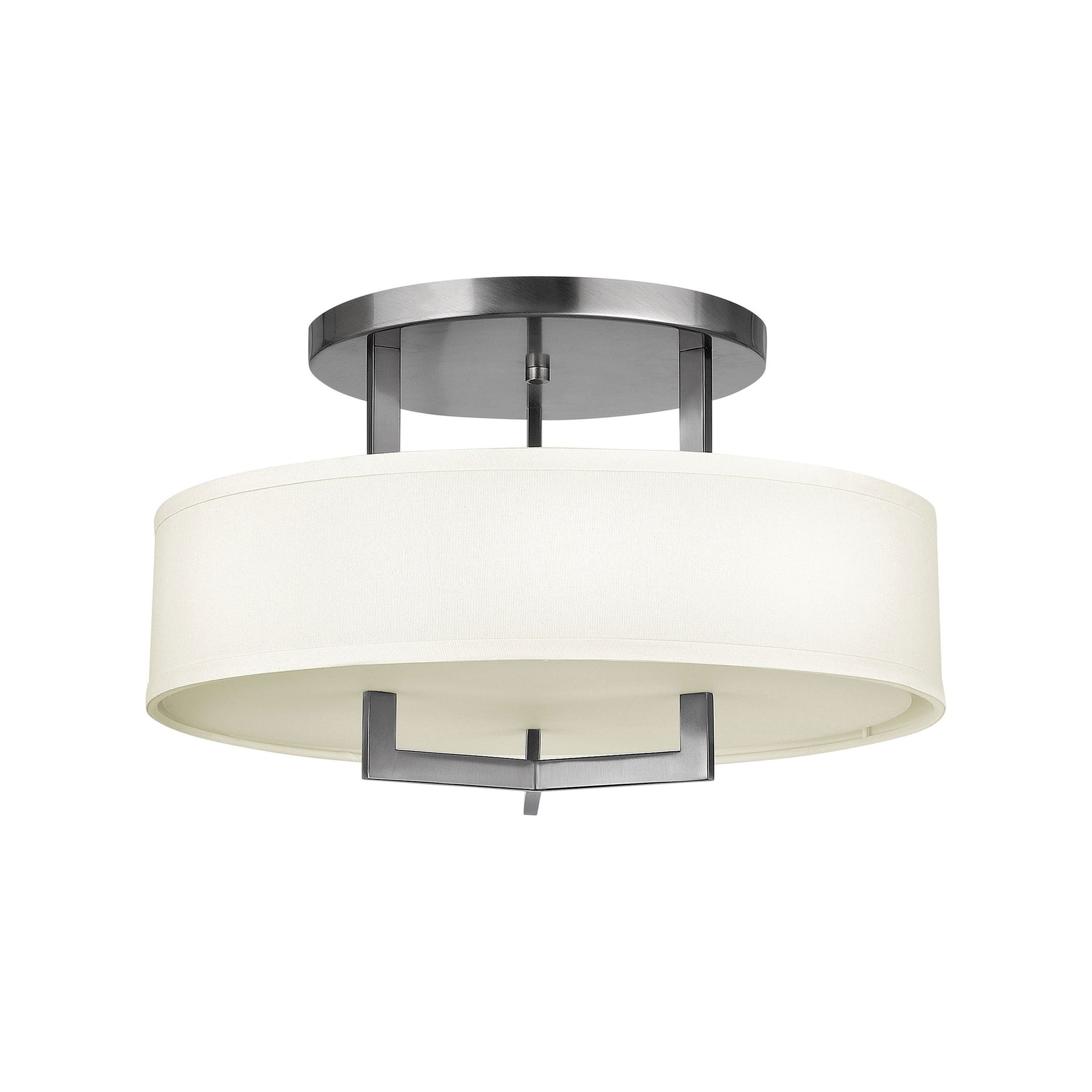 Hampton Drum Semi Flush Ceiling Light in Medium/Antique Nickel.