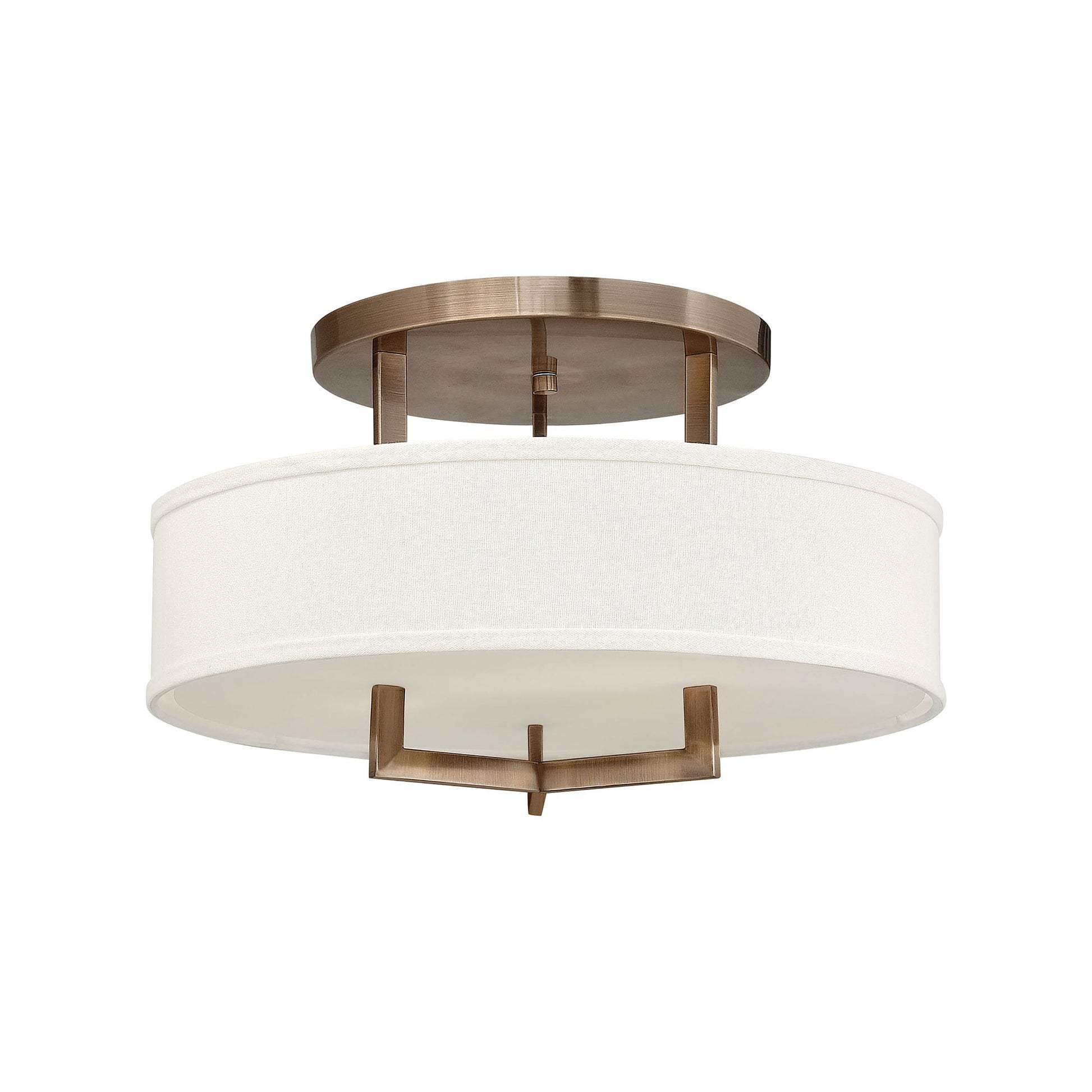 Hampton Drum Semi Flush Ceiling Light in Medium/Brushed Bronze.