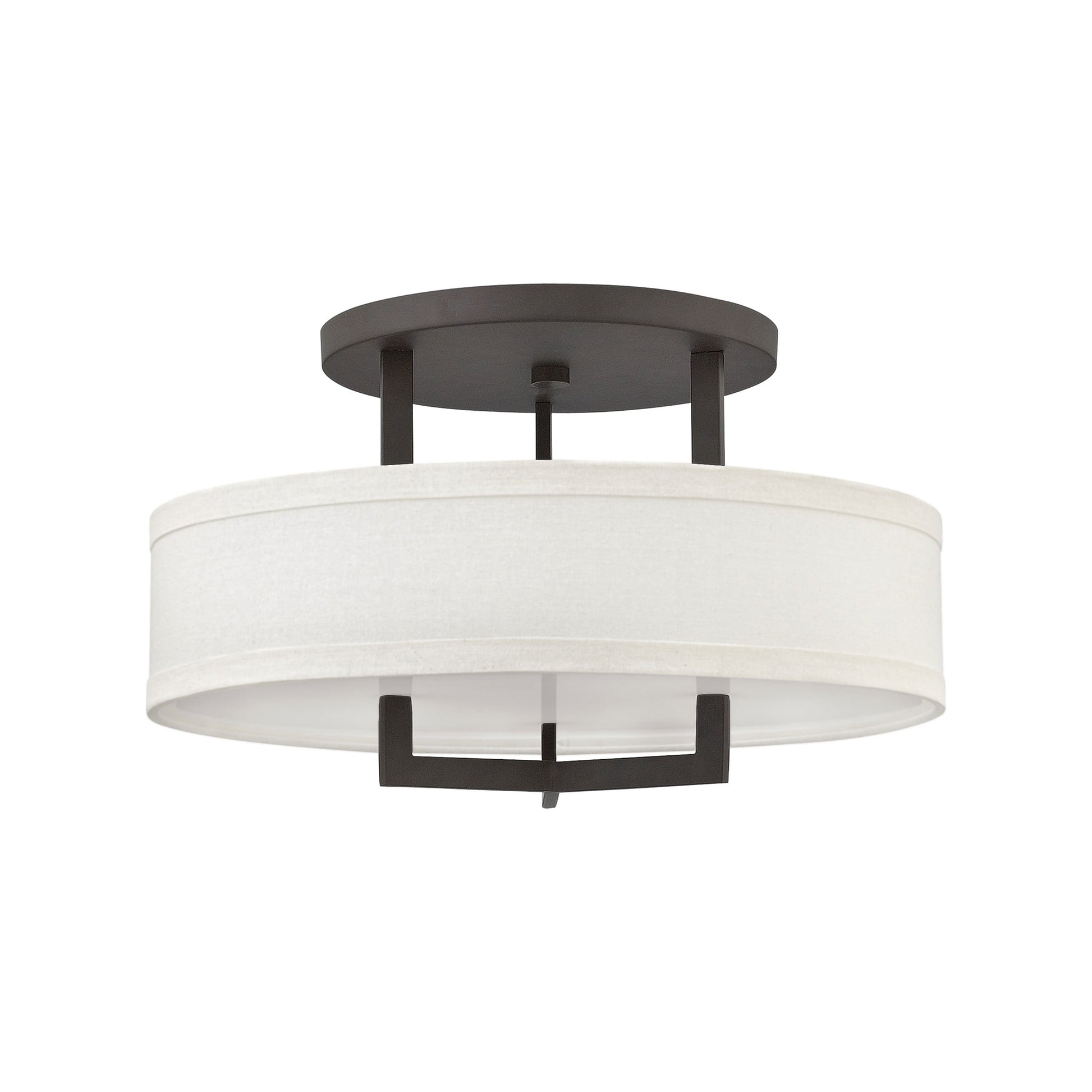 Hampton Drum Semi Flush Ceiling Light in Medium/Buckeye Bronze.