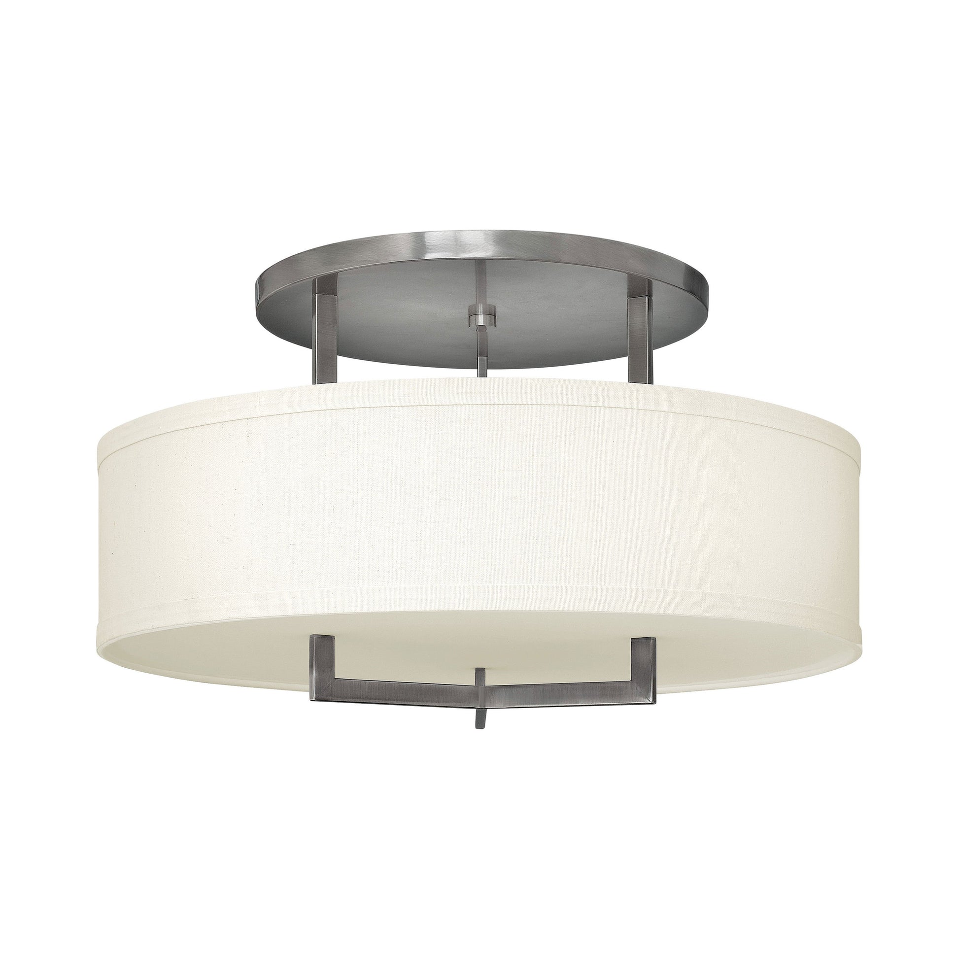 Hampton Drum Semi Flush Ceiling Light in Large/Antique Nickel.
