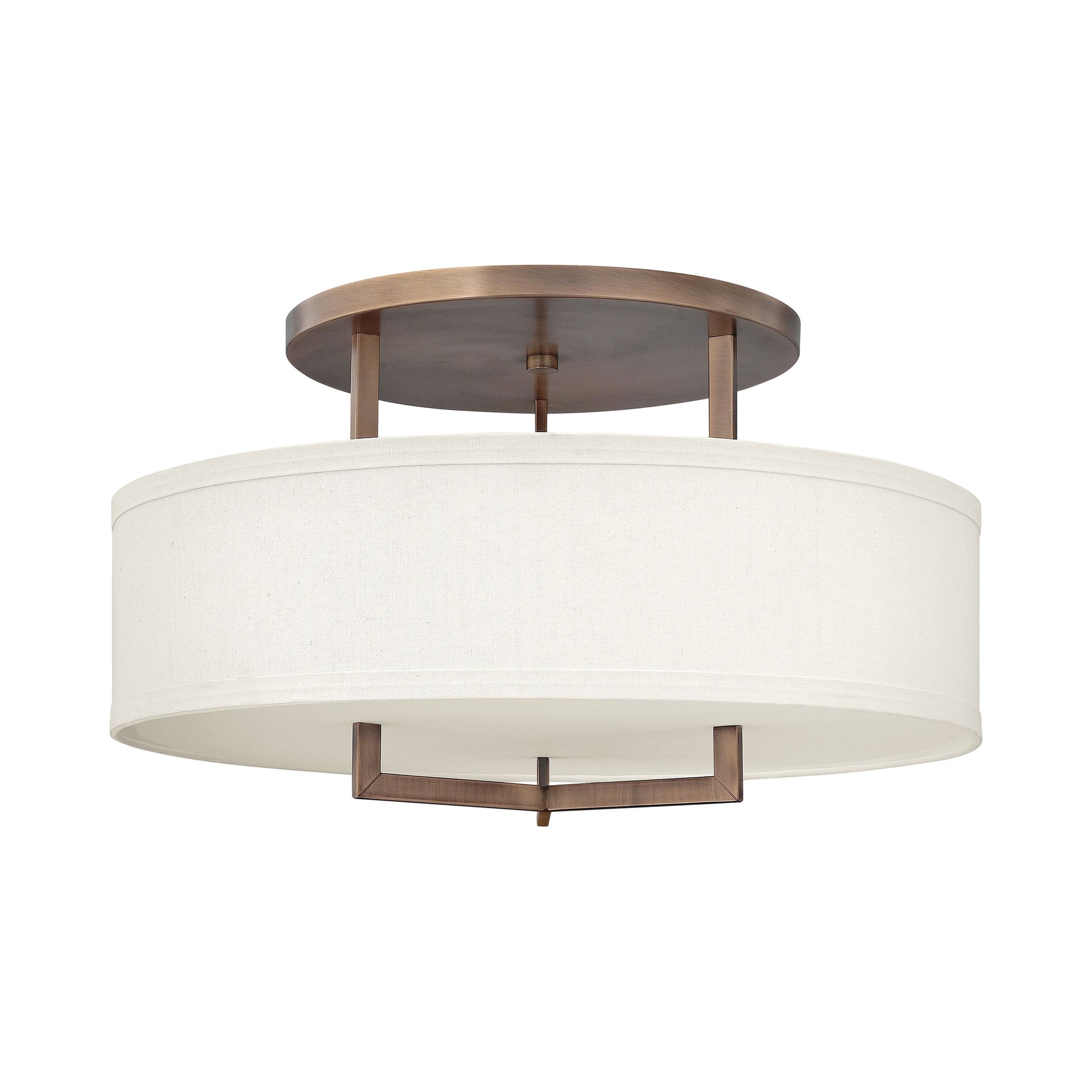 Hampton Drum Semi Flush Ceiling Light in Large/Brushed Bronze.