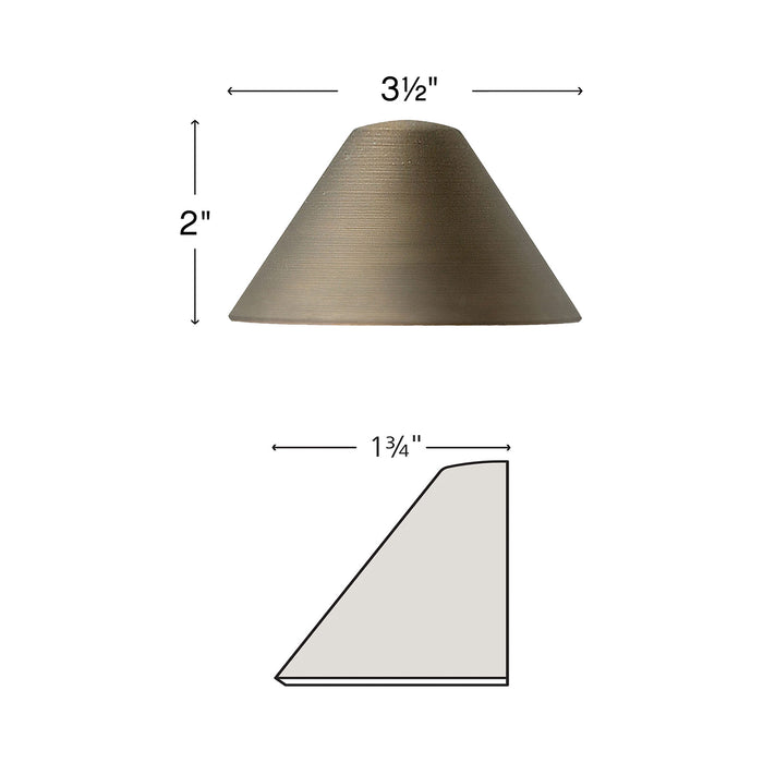 Hardy Island Triangular LED Deck Light - line drawing.