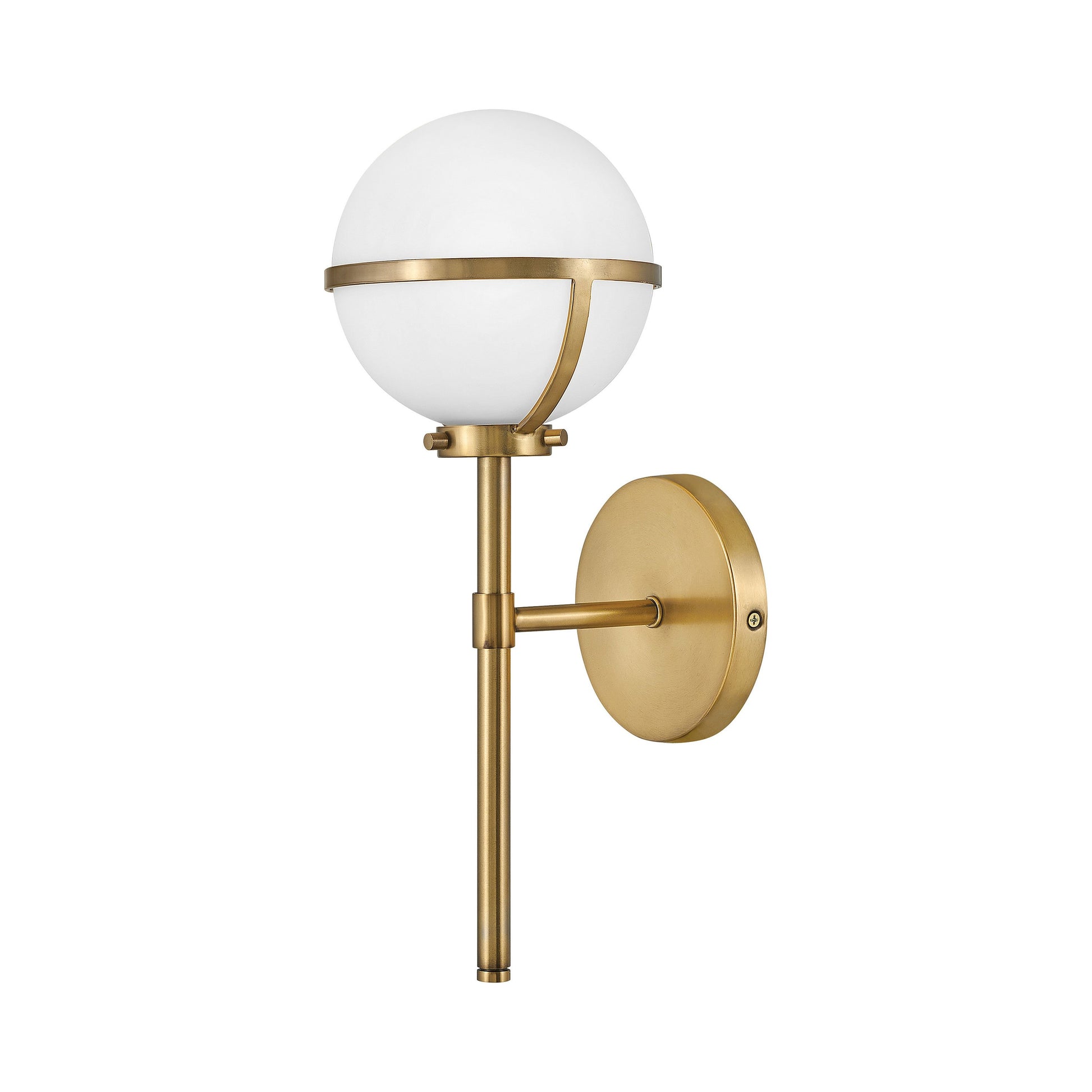Hollis LED Bath Wall Light in Heritage Brass.