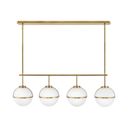 Hollis Linear LED Pendant Light in Heritage Brass.