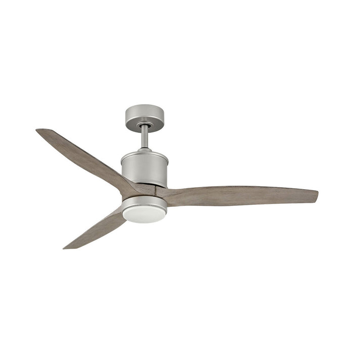 Hover LED Ceiling Fan in Brushed Nickel/Weathered Wood (52-Inch).