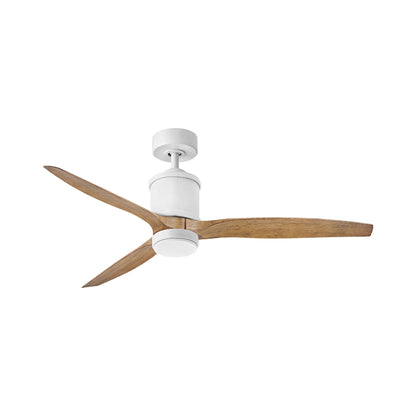 Hover LED Ceiling Fan in Matte White/Koa (60-Inch).