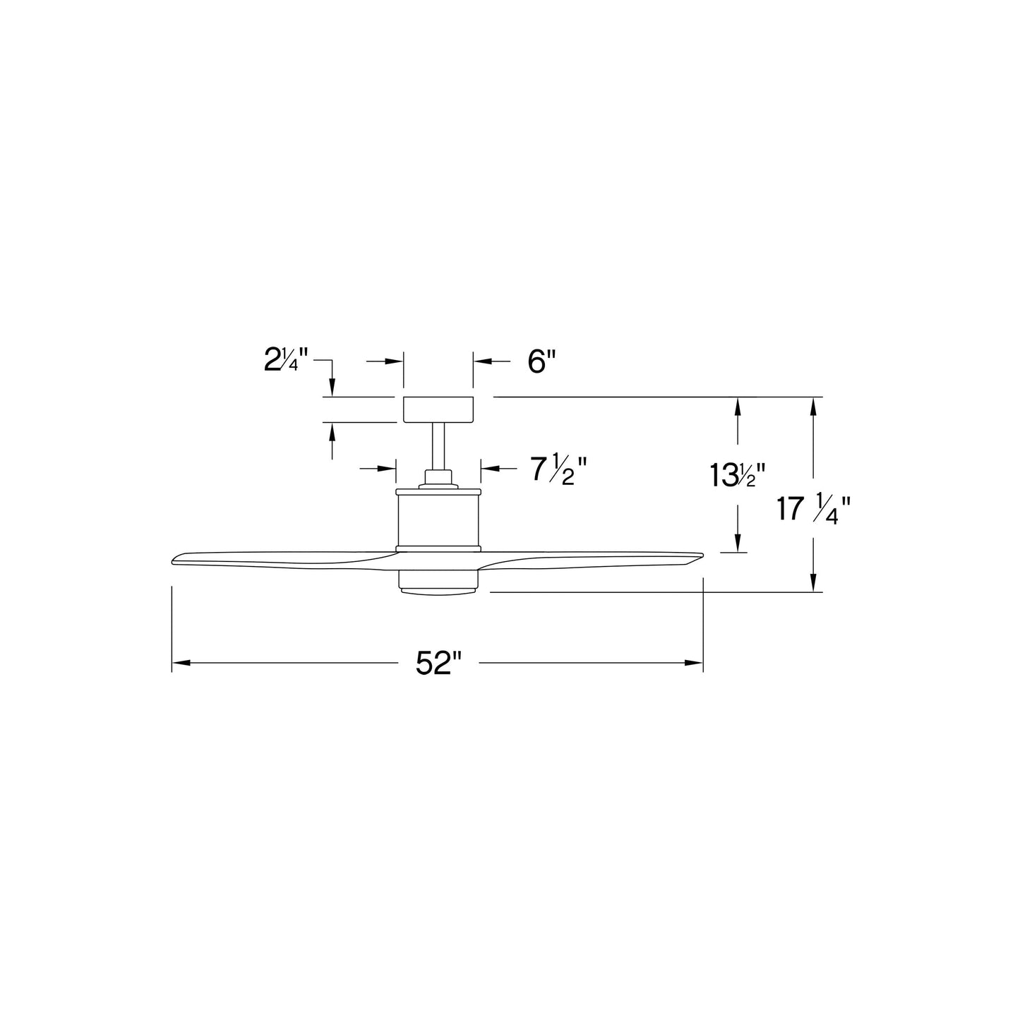 Hover LED Ceiling Fan - line drawing.