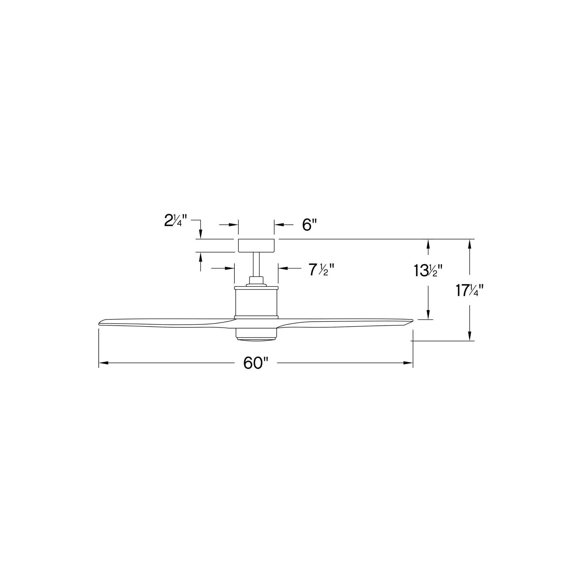 Hover LED Ceiling Fan - line drawing.