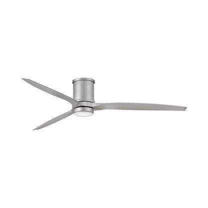 Hover LED Flush Mount Ceiling Fan in Brushed Nickel (72-Inch).