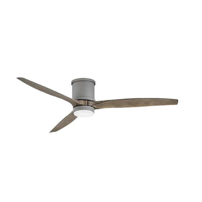 Hover LED Flush Mount Ceiling Fan in Graphite/Driftwood (60-Inch).