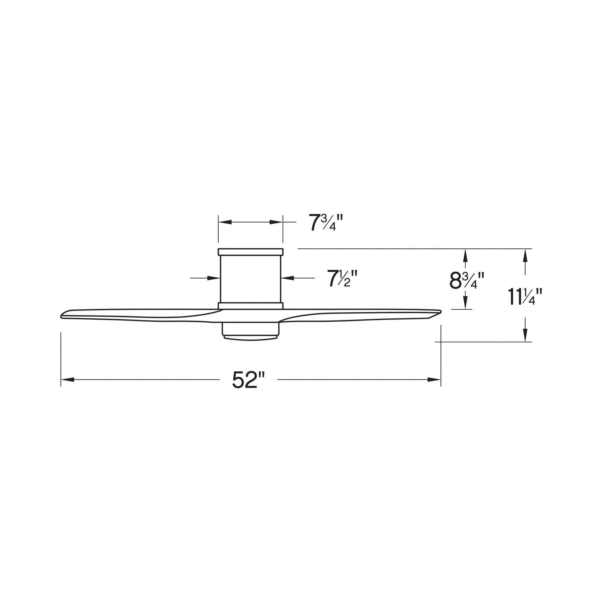 Hover LED Flush Mount Ceiling Fan - line drawing.