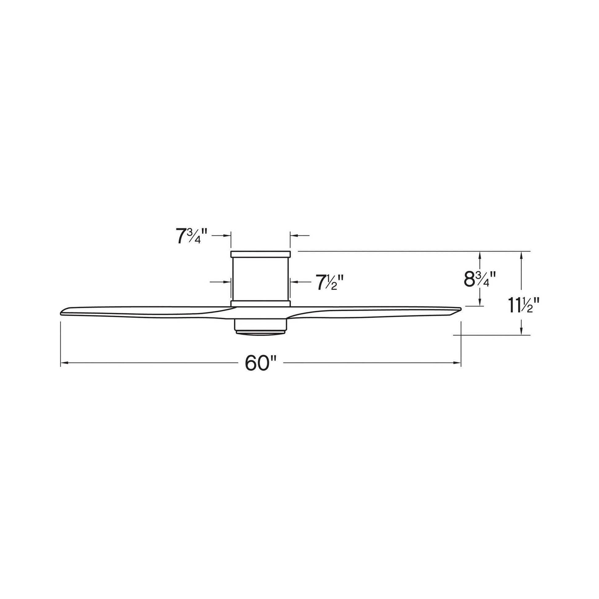 Hover LED Flush Mount Ceiling Fan - line drawing.