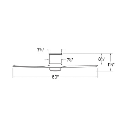 Hover LED Flush Mount Ceiling Fan - line drawing.