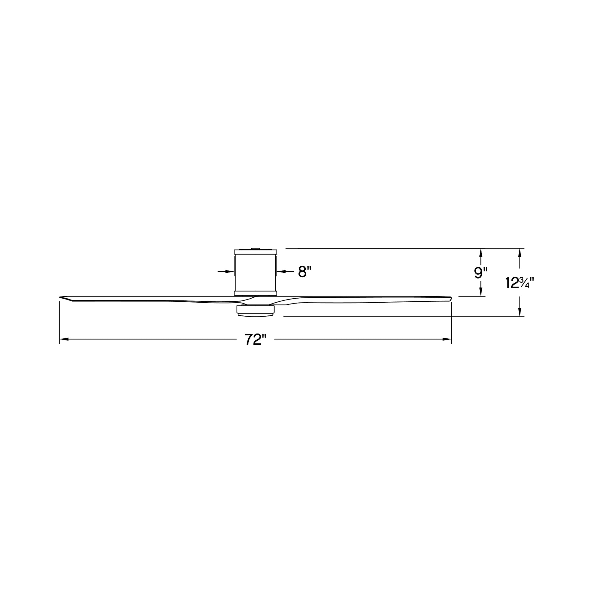 Hover LED Flush Mount Ceiling Fan - line drawing.