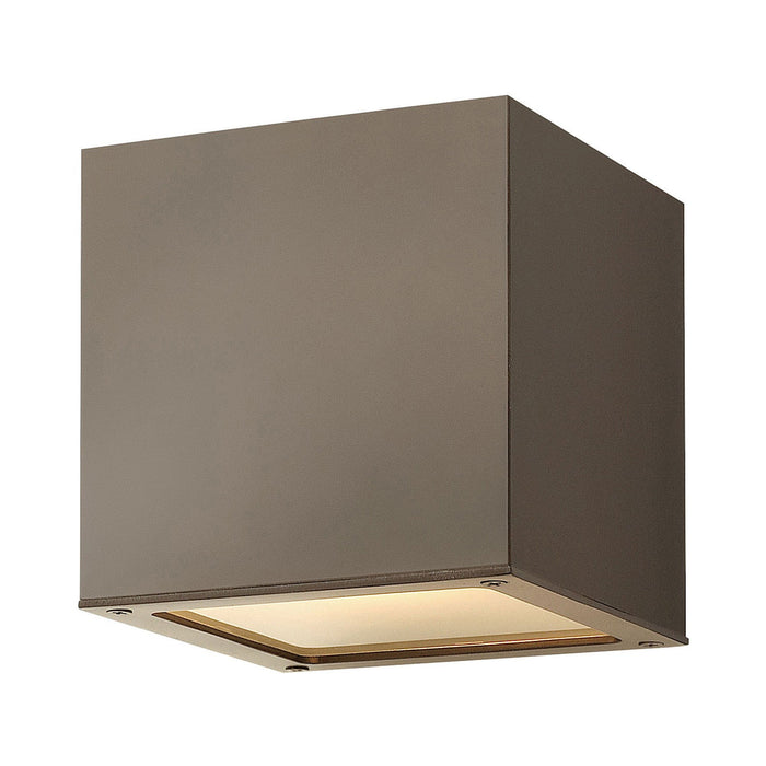 Kube Outdoor LED Wall Light in Bronze.