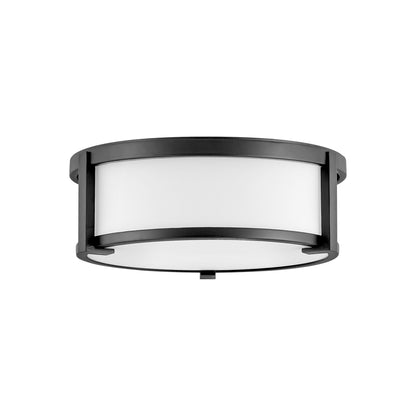 Lowell Flush Mount Ceiling Light in Black/Etched Opal (13.25-Inch).