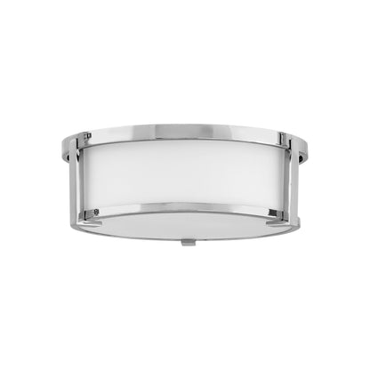 Lowell Flush Mount Ceiling Light in Chrome/Etched Opal (13.25-Inch).