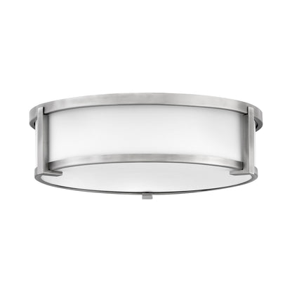 Lowell Flush Mount Ceiling Light in Antique Nickel/Etched Opal (16-Inch).