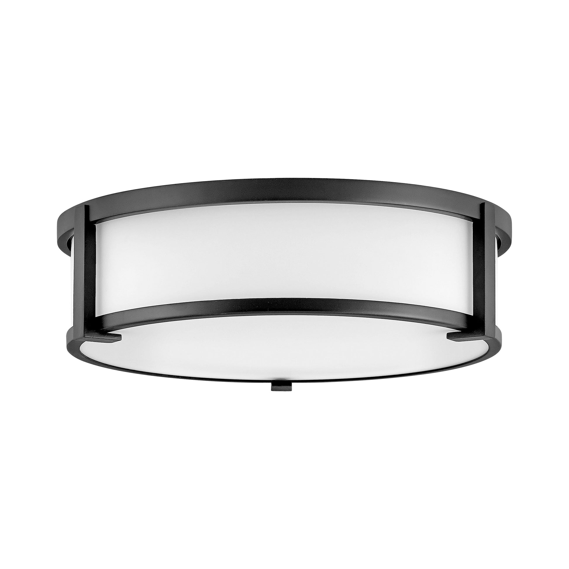 Lowell Flush Mount Ceiling Light in Black/Etched Opal (16-Inch).