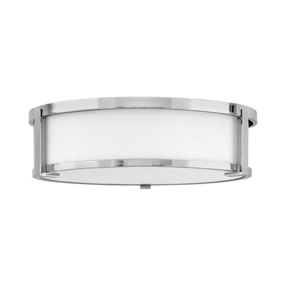 Lowell Flush Mount Ceiling Light in Chrome/Etched Opal (16-Inch).