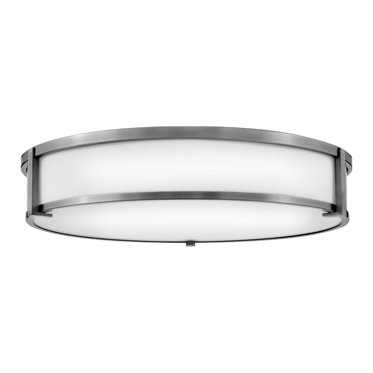 Lowell Flush Mount Ceiling Light in Antique Nickel/Etched Opal (24-Inch).