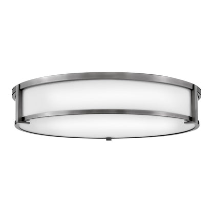 Lowell Flush Mount Ceiling Light in Antique Nickel/Etched Opal (24-Inch).